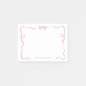 Chic Girly Blush Pink Bow Ribbon Frame Post-it Klebezettel (Vorderseite)