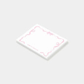 Chic Girly Blush Pink Bow Ribbon Frame Post-it Klebezettel (angewinkelt)