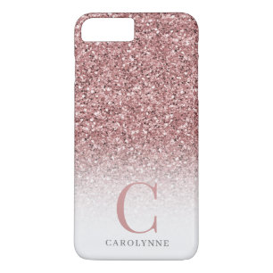 Chic Girly Blush Pink Glitzer Ombre Monogram Case-Mate iPhone Hülle