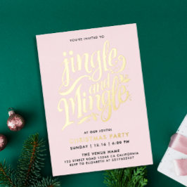 Chic Girly Blush Pink Gold Cocktail Calligrafy Folieneinladung