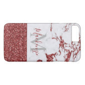 Chic Girly Burgundy Pink Glitzer Marmormongramm Case-Mate iPhone Hülle (Rückseite (Horizontal))