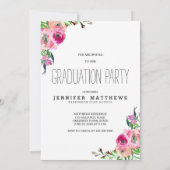 Chic Girly Floral Foto Graduation Party Einladung (Rückseite)