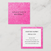 Chic, Girly & Glam Black Hot Pink Glitzer Glitzern Quadratische Visitenkarte (Vorne/Hinten)