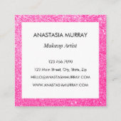 Chic, Girly & Glam Black Hot Pink Glitzer Glitzern Quadratische Visitenkarte (Rückseite)