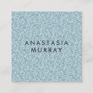Chic, Girly & Glam Blau Silber Glitter Funkeln Quadratische Visitenkarte