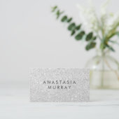 Chic, Girly & Glam Grau Silver Glitzer Glitzern Visitenkarte (Stehend Vorderseite)