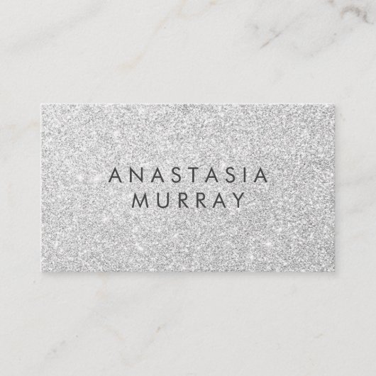 Chic, Girly & Glam Grau Silver Glitzer Glitzern Visitenkarte (Vorderseite)
