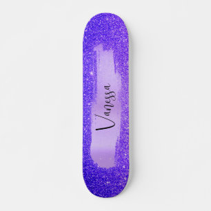 Chic Girly Glitter Personalized Skateboard