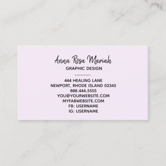 *~* Chic Girly Glitzer Feminine Feminine Ausgezeic Visitenkarte (Rückseite)