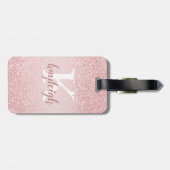 Chic Girly Glitzer Rose Gold Sparkname Monogramm Gepäckanhänger (Rückseite horizontal)