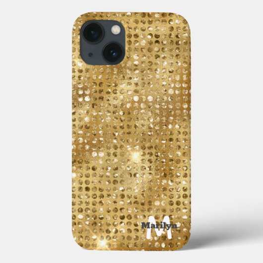 Chic Girly Gold Diamond Glitzer Monogram Name Case-Mate iPhone Hülle (Rückseite)
