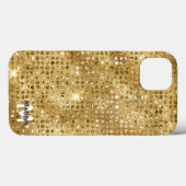 Chic Girly Gold Diamond Glitzer Monogram Name Case-Mate iPhone Hülle (Rückseite (Horizontal))