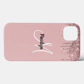 Chic Girly Gold Pink Glitzer Tropfen Monogram Name Case-Mate iPhone Hülle (Rückseite (Horizontal))