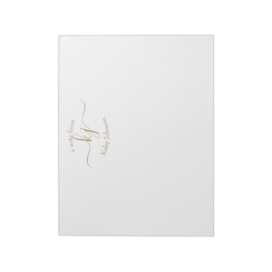 Chic Girly Gold White 2 Monogram Initial Notizblock (Rotiert)
