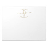 Chic Girly Gold White 2 Monogram Initial Notizblock (Vorderseite)