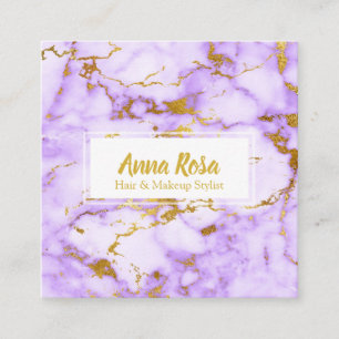 *~* Chic-Girly Goldlila Marmormake-up populär Quadratische Visitenkarte