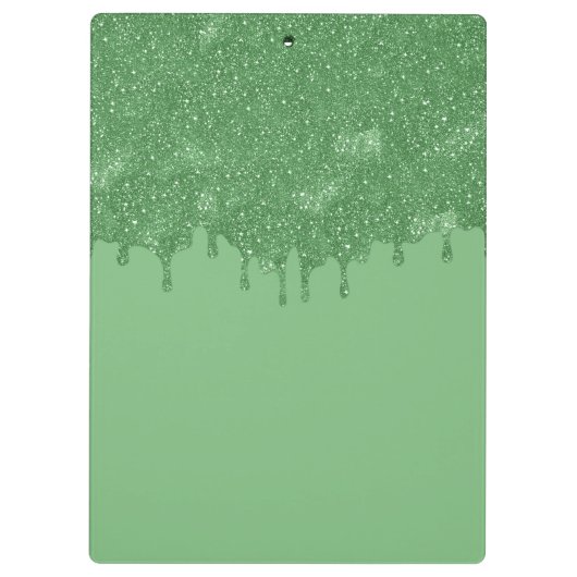 Chic Girly Green Glitzer Tropfens Monogram mit Nam Klemmbrett (Rückseite)