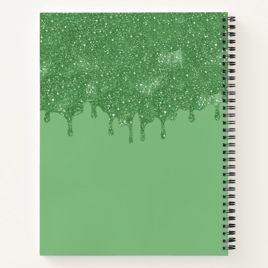 Chic Girly Green Glitzer Tropfens Monogram mit Nam Notizblock (Rückseite)