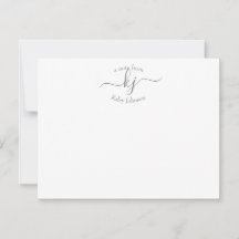 Chic Girly Grey White 2 Monogram Name Note Card