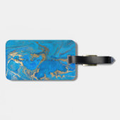 Chic Girly Hearts, Blue Gold Marmor - Personalisie Gepäckanhänger (Rückseite horizontal)