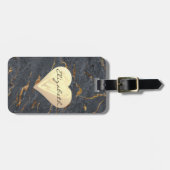 Chic Girly Hearts, Gray Gold Marmor Gepäckanhänger (Vorderseite horizontal)