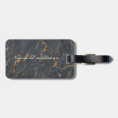 Chic Girly Hearts, Gray Gold Marmor Gepäckanhänger (Rückseite horizontal)