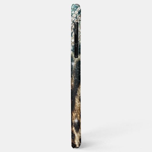 Chic Girly Leopard Print Blue Glitzer Case-Mate iPhone Hülle (Hinten/Links)