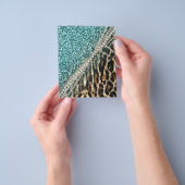 Chic Girly Leopard Print Blue Glitzer Flyer (Gruppe)