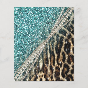 Chic Girly Leopard Print Blue Glitzer Flyer