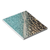 Chic Girly Leopard Print Blue Glitzer Notizblock (angewinkelt)