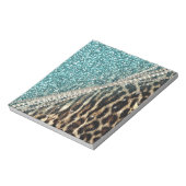 Chic Girly Leopard Print Blue Glitzer Notizblock (Rotiert)