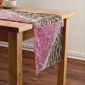 Chic Girly Leopard Print Pink Glitzer Kurzer Tischläufer (Beispiel)
