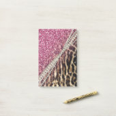 Chic Girly Leopard Print Pink Glitzer Post-it Klebezettel (Auf Schreibtisch)