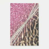 Chic Girly Leopard Print Pink Glitzer Post-it Klebezettel (Vorderseite)