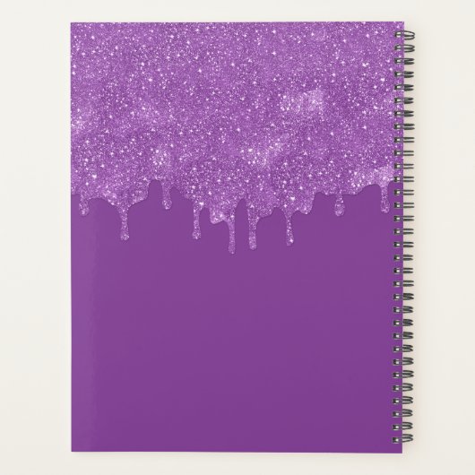 Chic Girly Lila Glitzer Tropfen Monogramm & Name Planer (Rückseite)