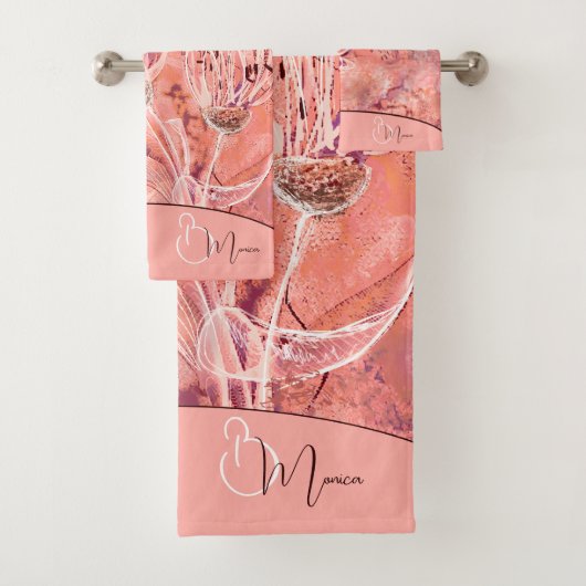 Chic Girly Lmon Pink Blume Badhandtuch Set (Insitu)