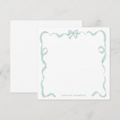 Chic Girly Mint Green Bow Ribbon Frame Mitteilungskarte (Vorne/Hinten)