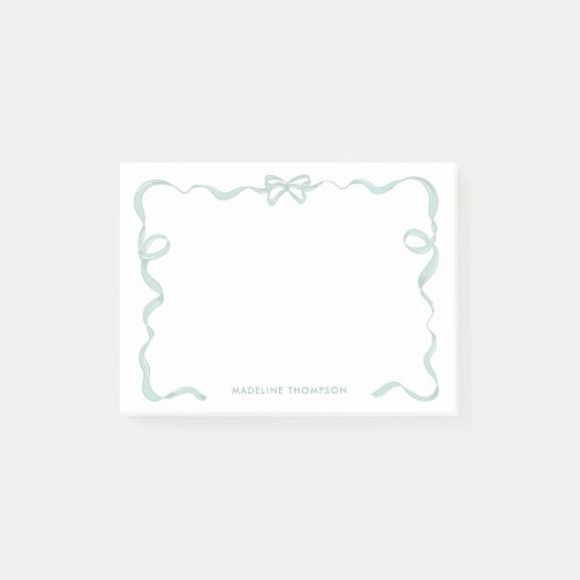 Chic Girly Mint Green Bow Ribbon Frame Post-it Klebezettel (Vorderseite)