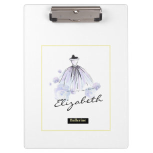 Chic Girly Modern Blue Dress Blume Klemmbrett