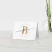 Chic Girly Modern White Name Script Monogram Dankeskarte (Vorderseite)
