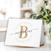 Chic Girly Modern White Name Script Monogram Dankeskarte