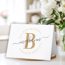 Chic Girly Modern White Name Script Monogram Dankeskarte