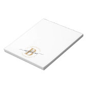 Chic Girly Modern White Name Script Monogram Notizblock (Rotiert)