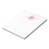 Chic Girly Modern White Pink Name Script Monogram Notizblock (Rotiert)