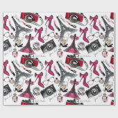 Chic Girly Paris Fashion Geschenkpapier (Flach)