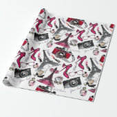 Chic Girly Paris Fashion Geschenkpapier (Ungerollt)