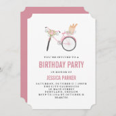 Chic Girly Parisian Bicycle und French Bread Party Einladung (Vorne/Hinten)