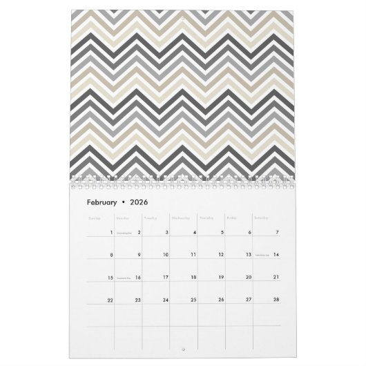Chic Girly Patterns mit Damaskus und Chevronen plu Kalender (Feb 2026)