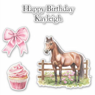 Chic Girly Pink Bows Geburtstag Aufkleber