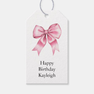 Chic Girly Pink Bows Geburtstag Geschenkanhänger